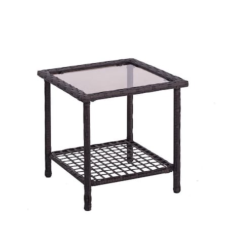 Living Accents Greenwich Brown Square Glass Side Table H22ST1527